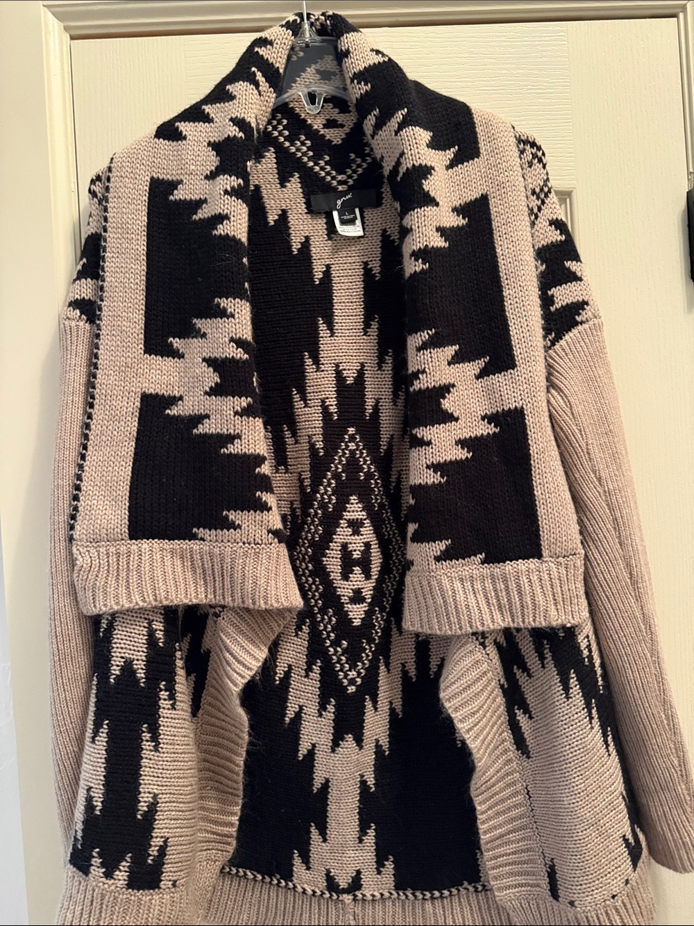 GNW | Aztec Sweater Tan Black Knit Jacket